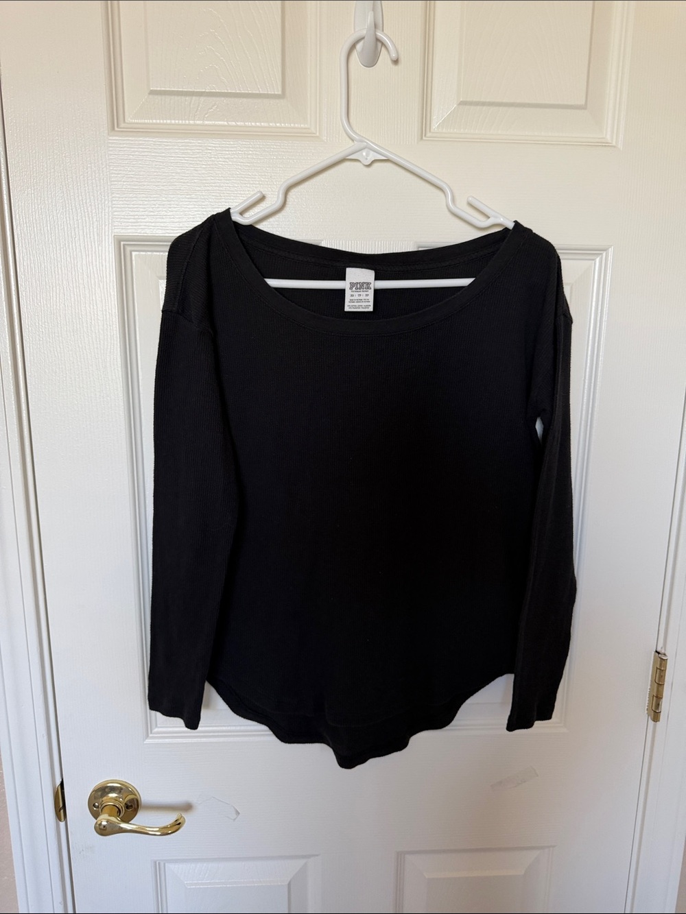 PINK Victoria's Secret Black Long-Sleeve Scoop Neck Top